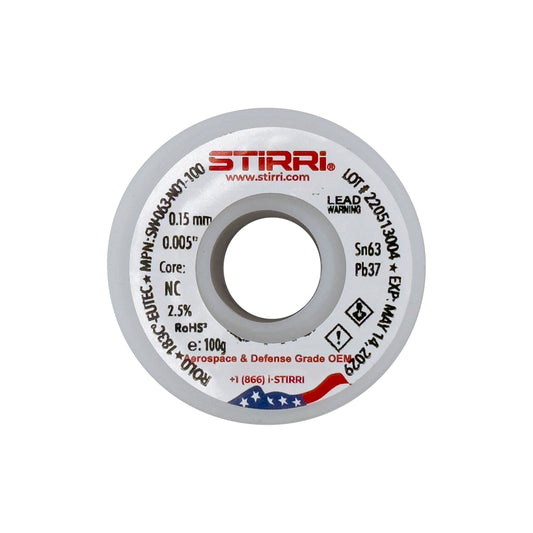 MT-063 - Sn63Pb37 mid-temp eutectic leaded solder wire NC-core ROL0 - 100g spool