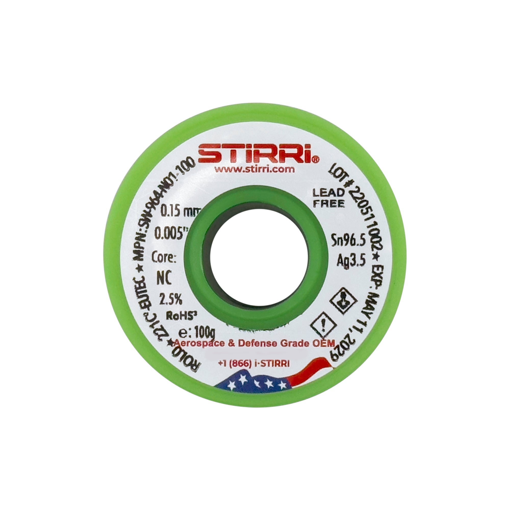 LF-964 - Sn96.5Ag3.5 eutectic lead-free solder wire NC-core ROL0 - 100 ...
