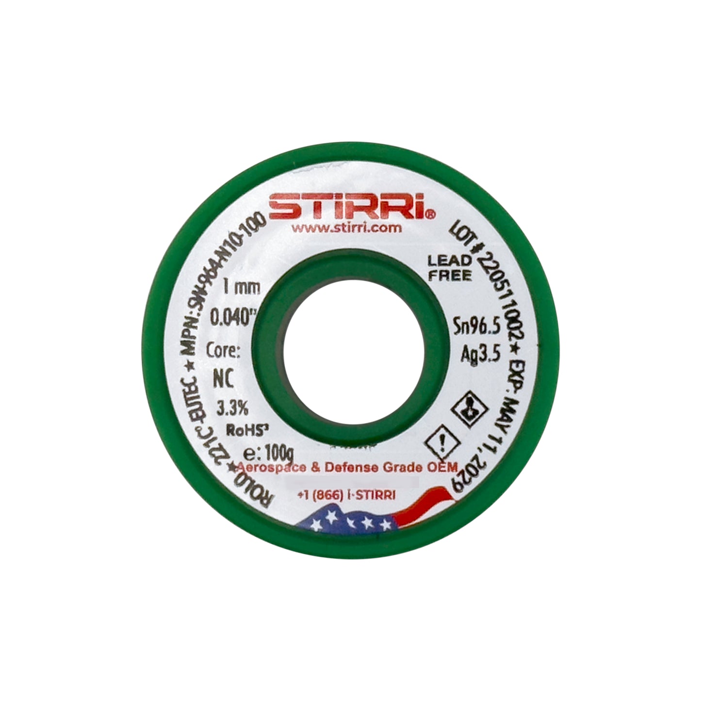 LF-964 - Sn96.5Ag3.5 eutectic lead-free solder wire NC-core ROL0 - 100g spool