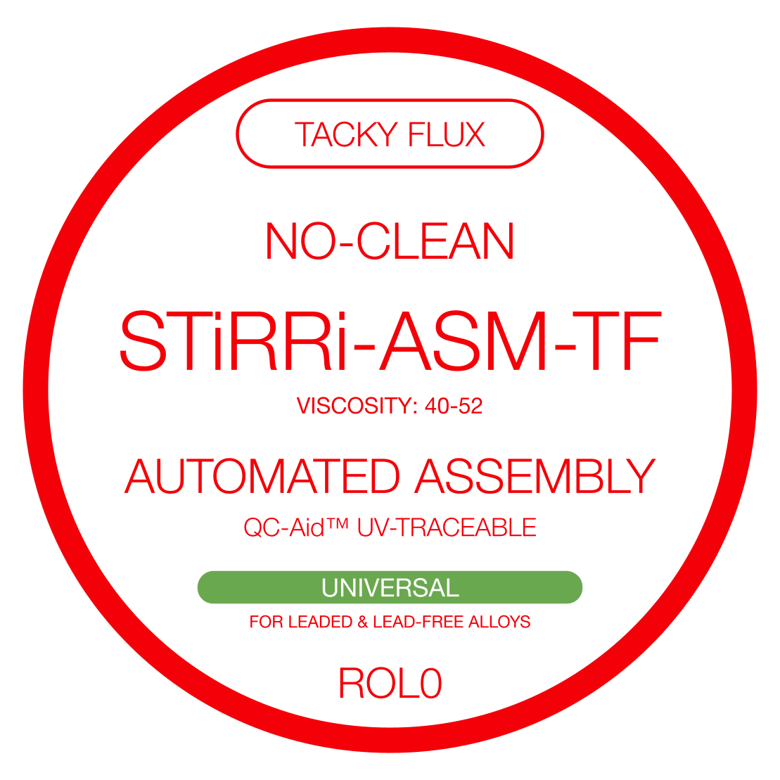 STIRRI-ASM-TF universelles, klebriges No-Clean-Lötflussmittel für die automatisierte Montage (ROL0)