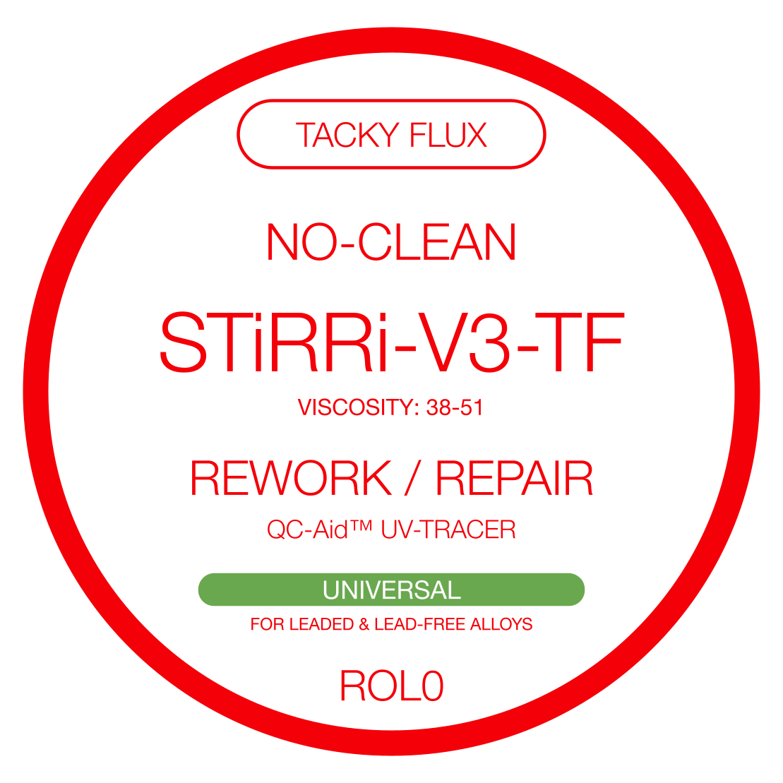 STIRRI-V3-TF universelles No-Clean-Klebepastenflussmittel auf Kolophoniumbasis (ROL0) Amber-Serie